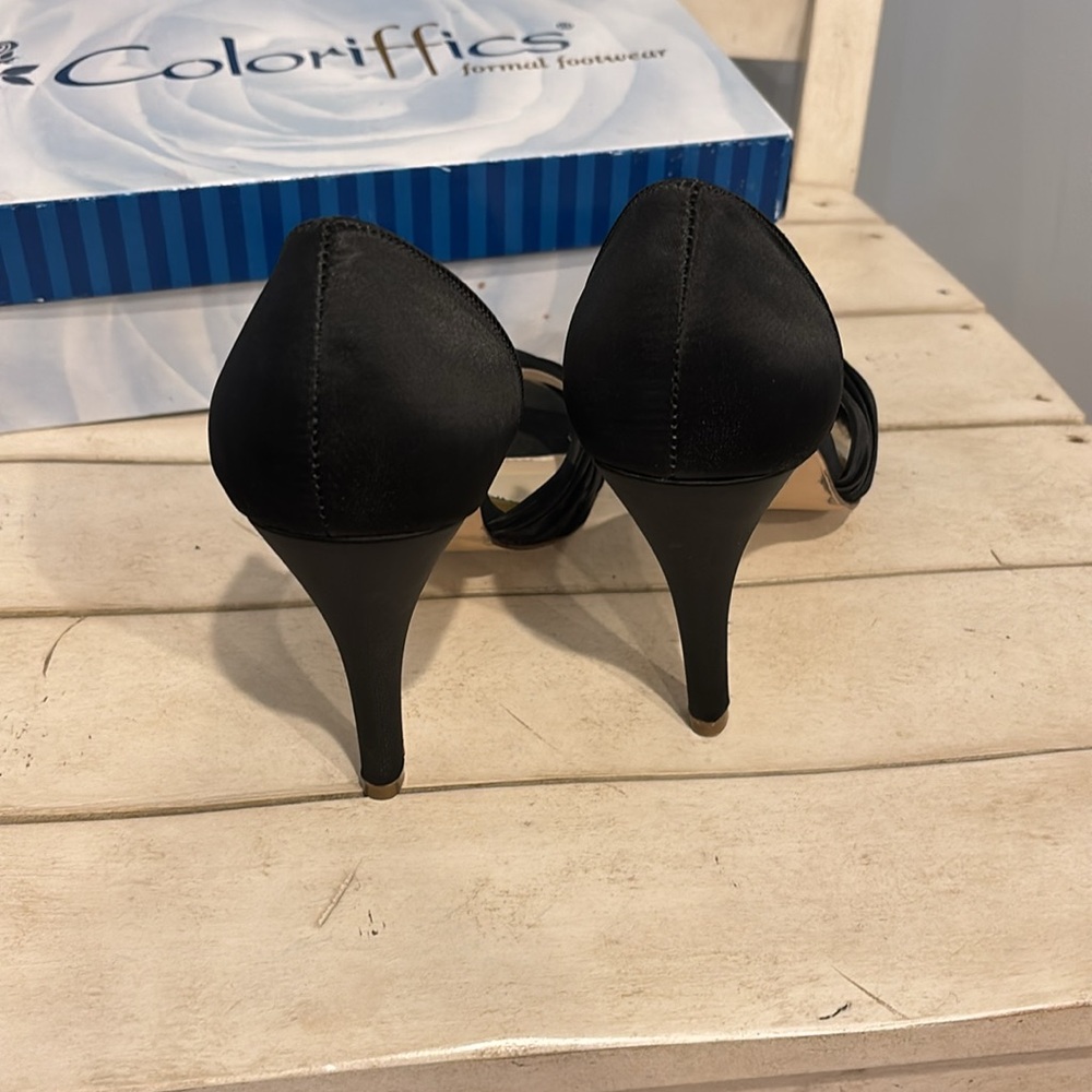 Coloriffics Black Dress Heels size 9.5W - Picture 4 of 8
